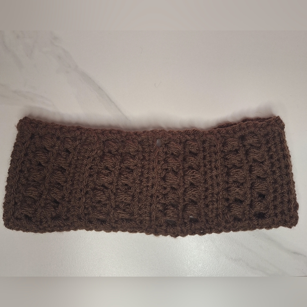Handmade Crochet Chocolate Brown Ear Warmers Head Band Handcrafted 100% Acrylic